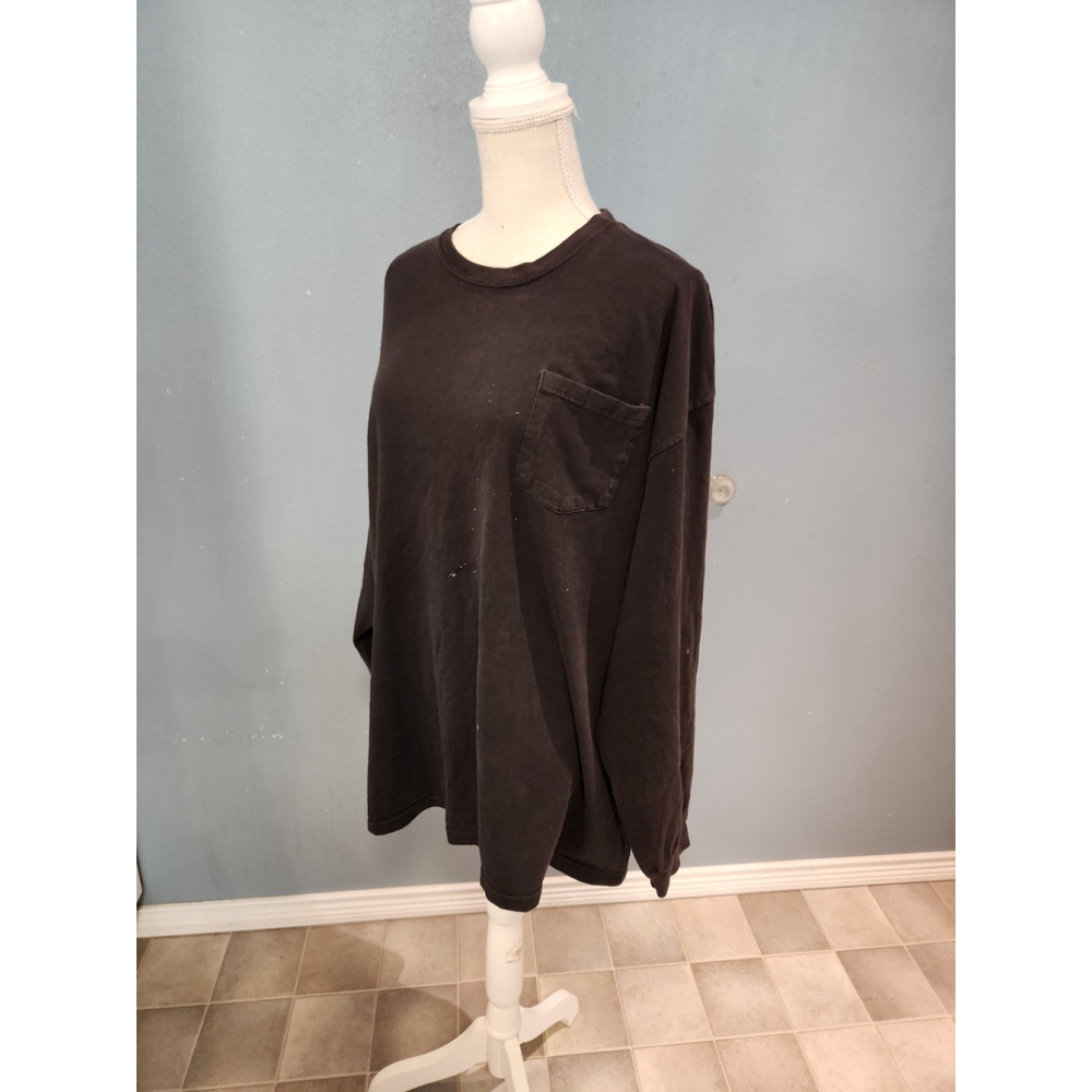 Hanes Heavy weight 100% preshrunken cotton distressed destroyed long sleeve tee
